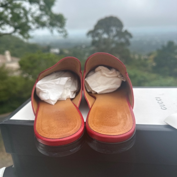 GUCCI PRINCETOWN 39.5 HIBICUS RED MULES 9.5 US PREOWNED EXCELLENT - Picture 4 of 15